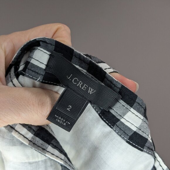 J. Crew Gingham Ruffled Strappy Sundress Black White Size 2 - Picture 7 of 7